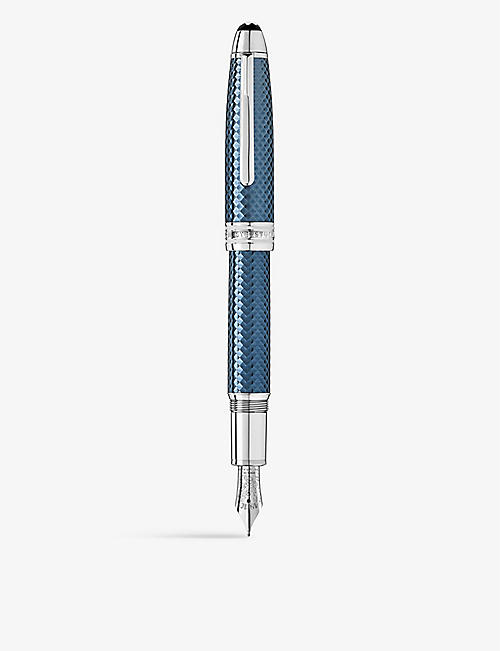 MONTBLANC: Meisterstück Glacier Solitaire platinum-plated metal and resin fountain pen