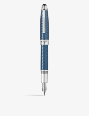 MONTBLANC: Meisterstück Glacier Solitaire platinum-plated metal and resin fountain pen