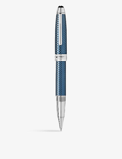 MONTBLANC: Meisterstück Glacier Solitaire platinum-plated metal and resin rollerball pen