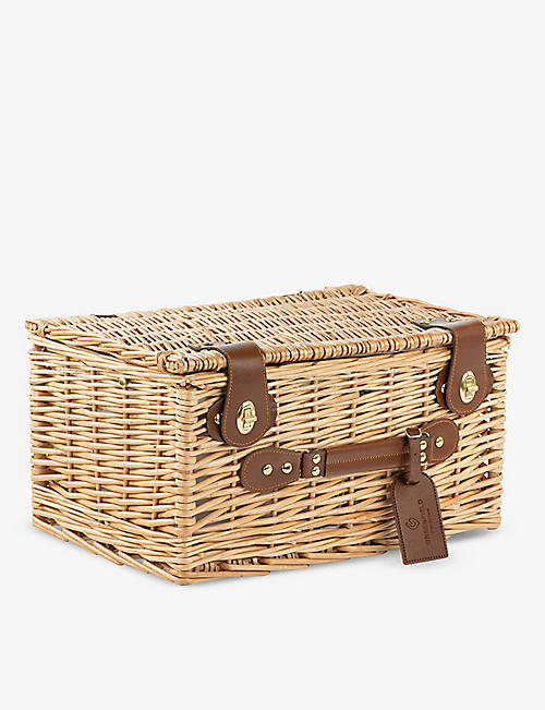 GREENFIELD COLLECTION: Heritage Hamper Half Insulated two-person wicker picnic basket and cutlery set