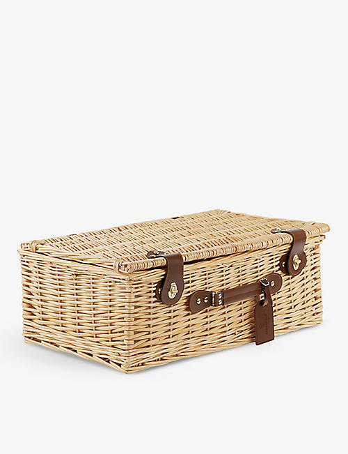 GREENFIELD COLLECTION: Heritage Hamper Half Insulated four-person wicker picnic basket and cutlery set