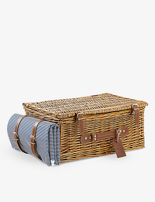 GREENFIELD COLLECTION: Heritage Hamper Insulated four-person wicker picnic basket and cutlery set