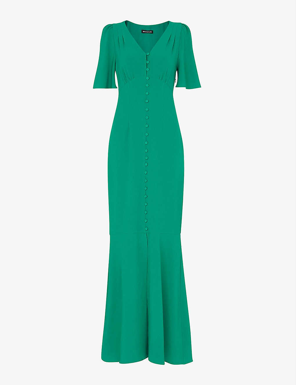 Whistles Womens Green Molly Button-through V-neck Stretch-crepe Maxi Dress 6