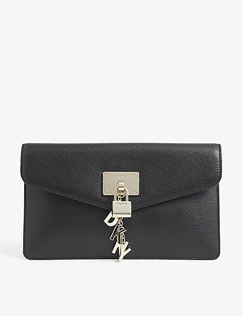 DKNY: Elissa logo-detail leather clutch