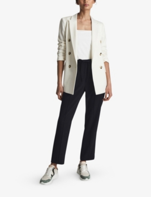 REISS: Hailey elasticated-waist high-rise recycled polyester-blend trousers