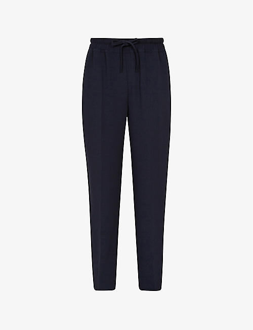 REISS: Hailey elasticated-waist high-rise recycled polyester-blend trousers