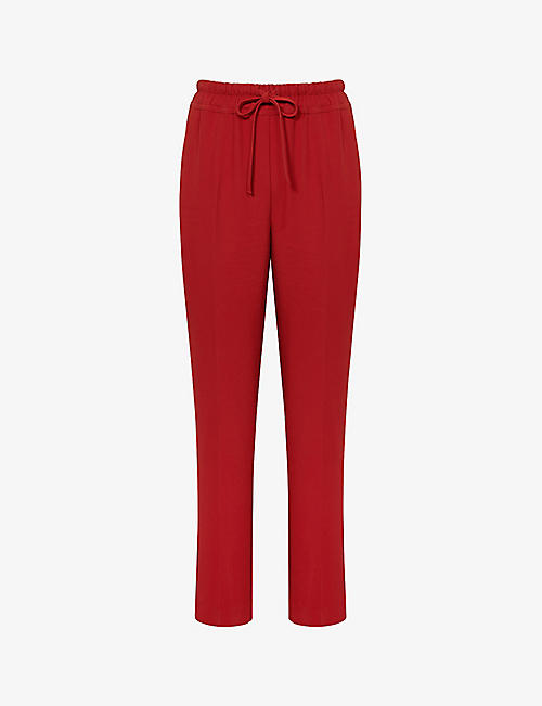 REISS: Hailey elasticated-waist high-rise recycled polyester-blend trousers
