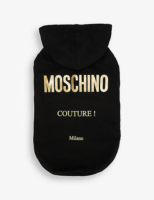 MOSCHINO: Branded hooded stretch-cotton dog hoody