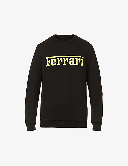 FERRARI: Logo-embroidered relaxed-fit stretch-recycled-polyester blend sweatshirt