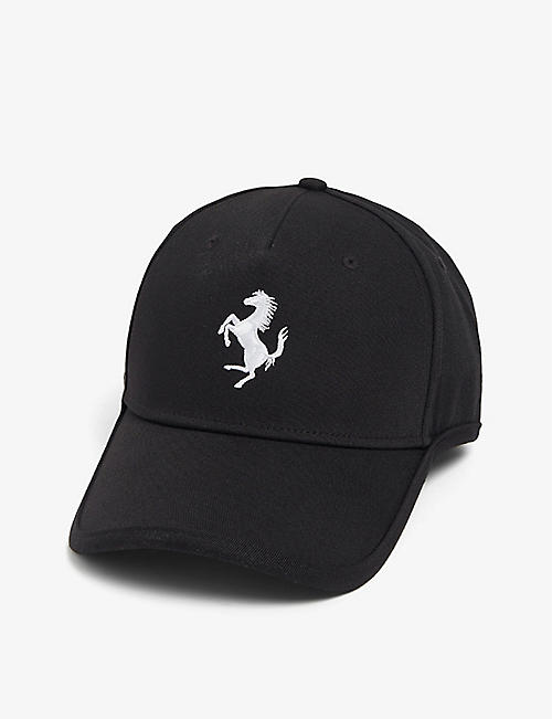 FERRARI: Logo-embroidered curved-brim recycled-polyester baseball cap