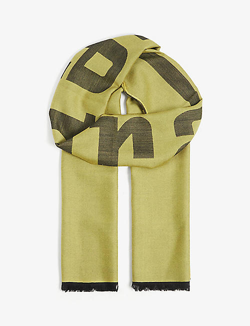 FERRARI: Logo-print tassled-hem wool-blend scarf