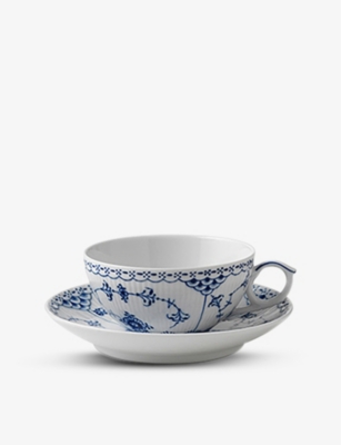 Blue Fluted, Half Lace, Tea Cup and saucer, capacity 20 cl., Royal