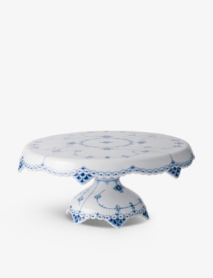 Shop Royal Copenhagen Blue Fluted Half Lace Porcelain Cake Stand 13.5cm