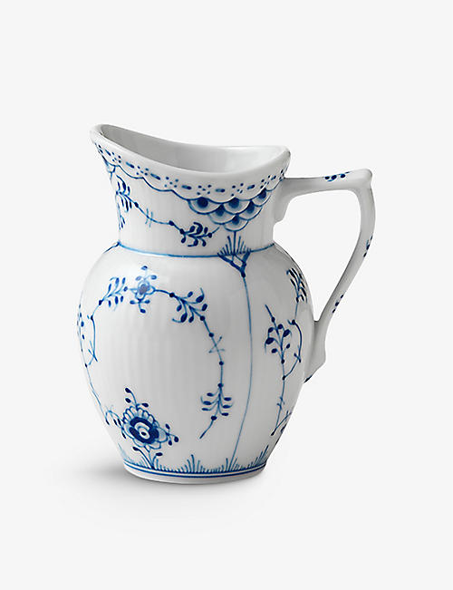 ROYAL COPENHAGEN: Blue Fluted Lace porcelain cream jug 170ml