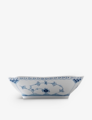 ROYAL COPENHAGEN: Blue Fluted Lace square porcelain bowl 20.5cm