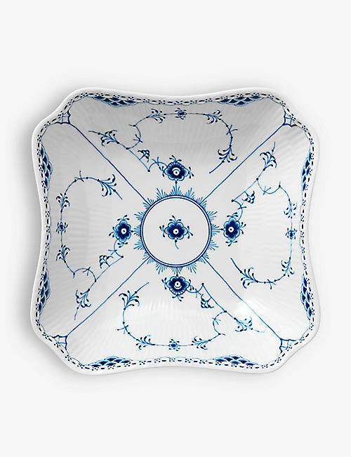 ROYAL COPENHAGEN: Blue Fluted Lace square porcelain bowl 20.5cm