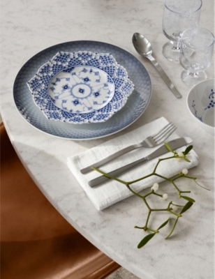Royal Copenhagen Blue Fluted Full Lace Hexagonal Porcelain Plate 21cm