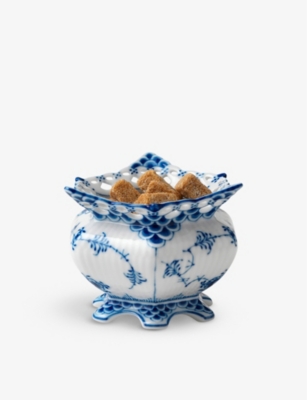 Royal Copenhagen Blue Fluted Full Lace Porcelain Sugar Bowl 140ml
