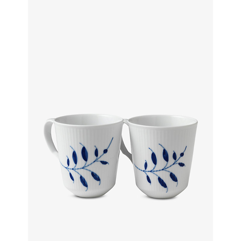 Shop Royal Copenhagen Blue Fluted Mega Floral-pattern Porcelain Mugs Set Of Two
