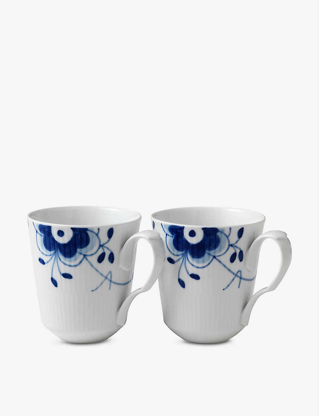Shop Royal Copenhagen Blue Fluted Mega Floral-pattern Porcelain Mugs Set Of Two