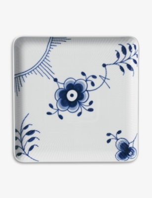 ROYAL COPENHAGEN: Blue Fluted Mega porcelain square plate 24cm