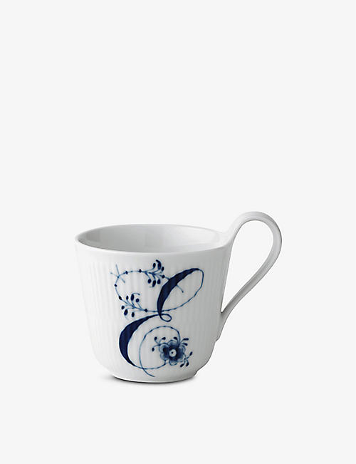 ROYAL COPENHAGEN: Alphabet E hand-painted porcelain mug 330ml