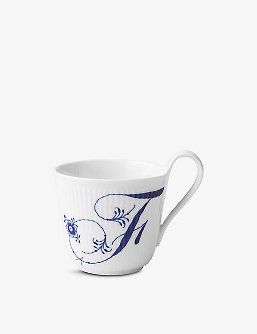 ROYAL COPENHAGEN: Alphabet F hand-painted porcelain mug 330ml