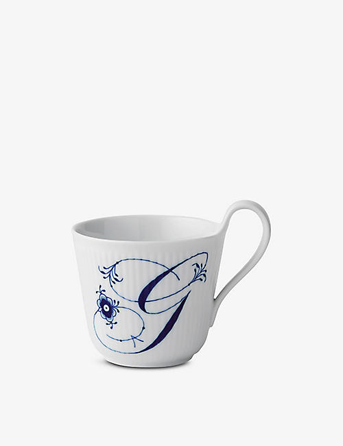 ROYAL COPENHAGEN: Alphabet G hand-painted porcelain mug 330ml