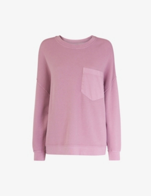 Whistles Womens Pale Pink Denim-pocket Cotton-jersey Sweatshirt S