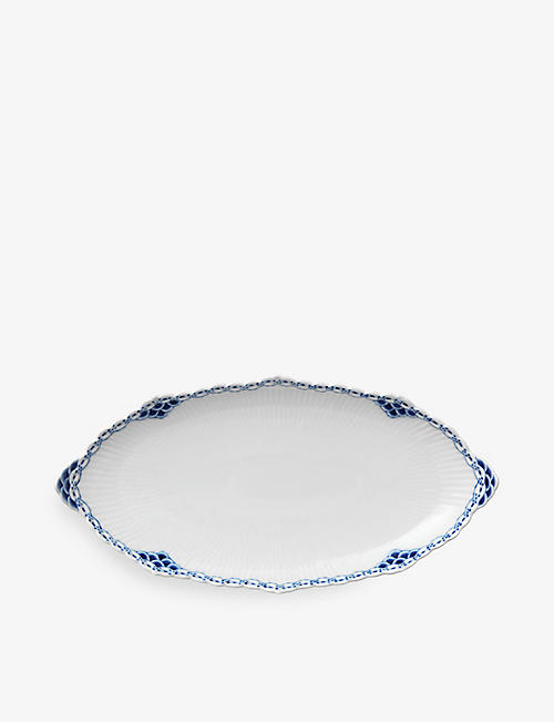 ROYAL COPENHAGEN: Princess lace-painted oval porcelain dish 24.5cm