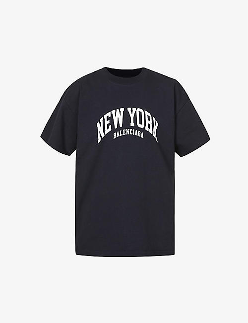 BALENCIAGA: New York slogan-print cotton-jersey T-shirt