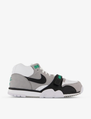 NIKE NIKE MENS WHITE BLACK MED GREY AIR TRAINER 1 LEATHER MID-TOP TRAINERS,56306645