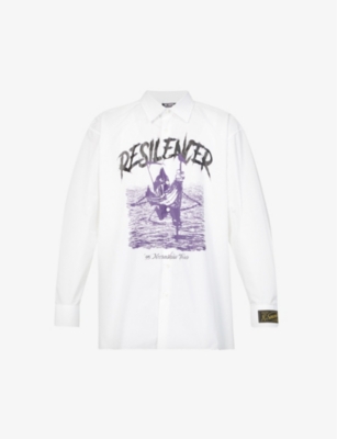 Resilencer graphic-print relaxed-fit cotton-poplin shirt