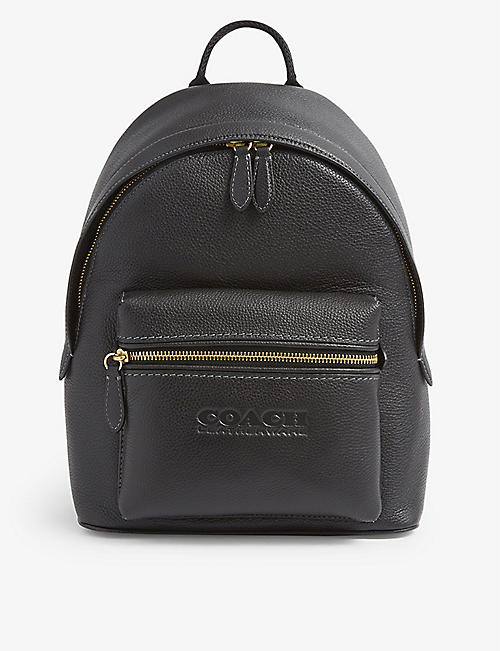 COACH: Charter logo-stamp leather backpack