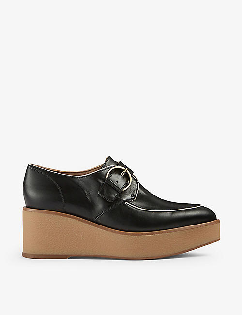 LK BENNETT: Drew pointed leather platform monk shoes