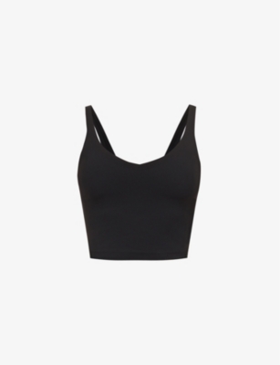 LULULEMON LULULEMON WOMEN'S BLACK ALIGN CROPPED STRETCH-KNIT TOP,53367205