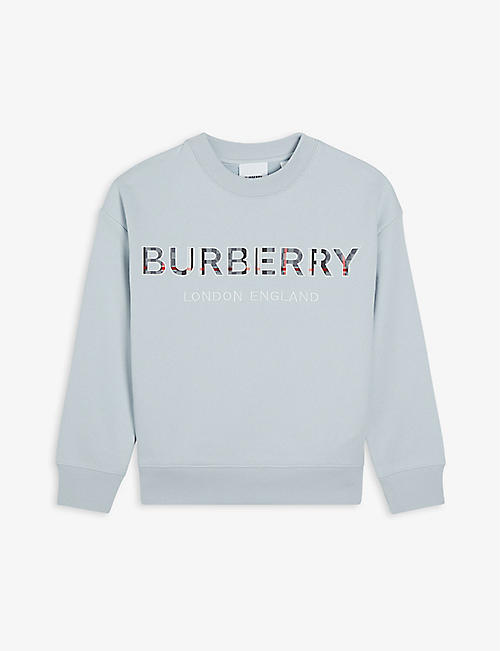 BURBERRY: Eugene brand-patch cotton sweatshirt 6-14 years
