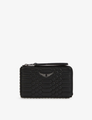 Shop Zadig & Voltaire Zadig&voltaire Womens Noir Logo-plaque Leather Cardholder
