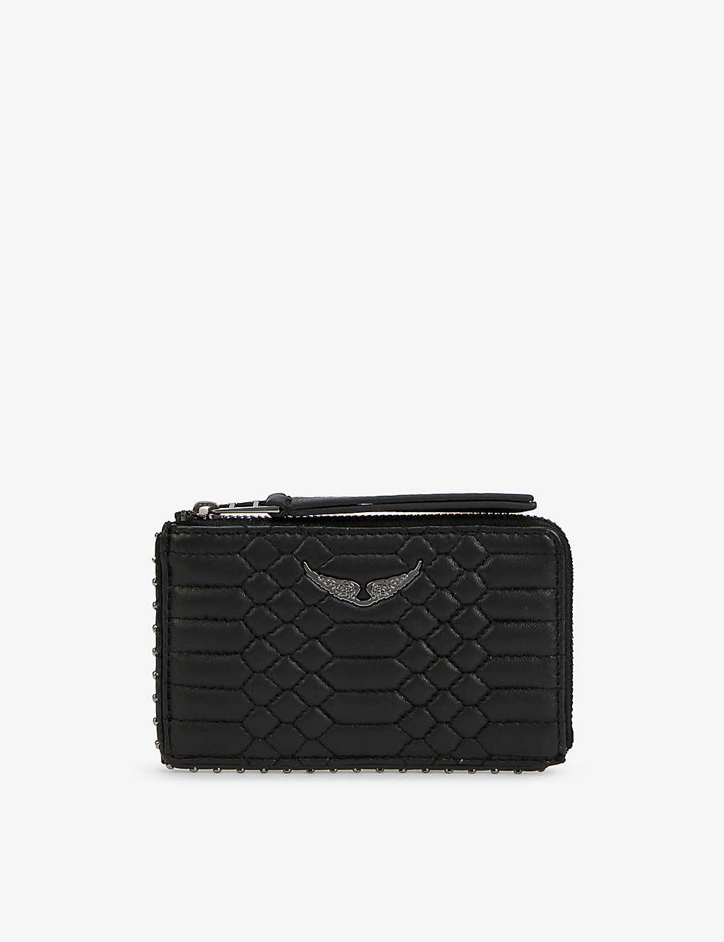 Shop Zadig & Voltaire Zadig&voltaire Womens Noir Logo-plaque Leather Cardholder