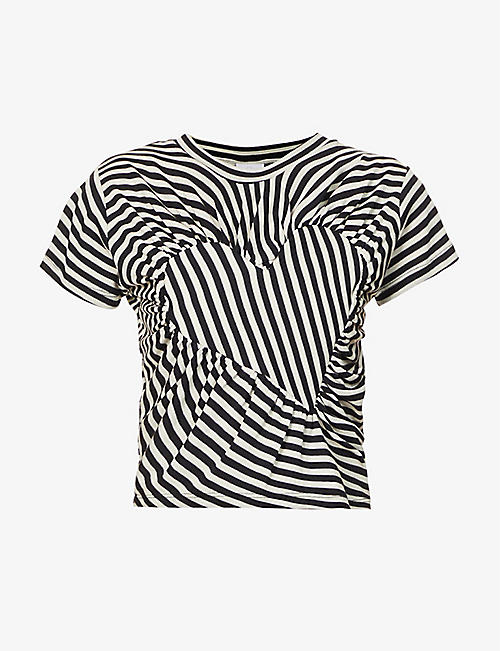 VAQUERA NYC: Heart striped wool-blend top