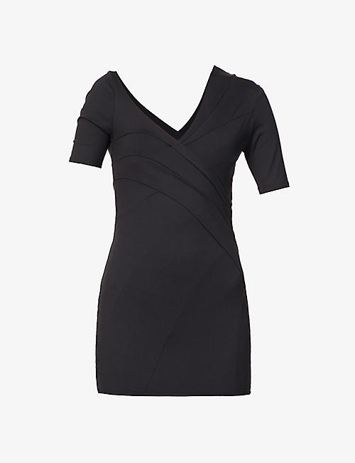 WEINSANTO: Fitted V-neck stretch-woven mini dress