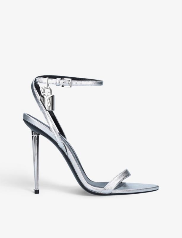 Padlock leather heeled sandals
