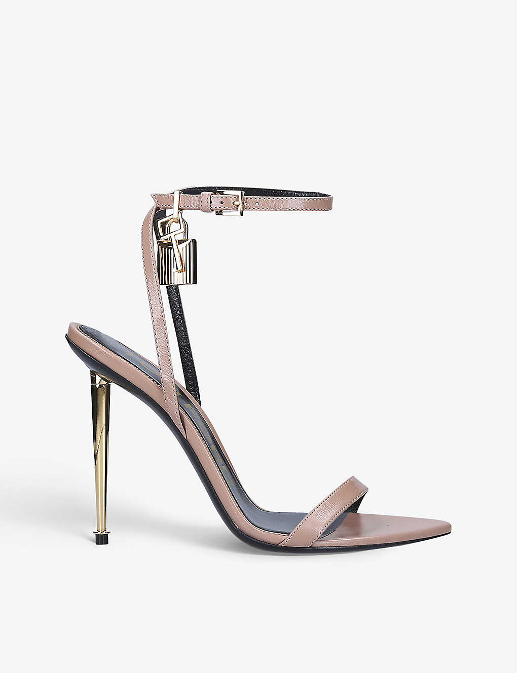 Tom Ford Womens Blush Padlock Leather Heeled Sandals In Nude (lingerie)