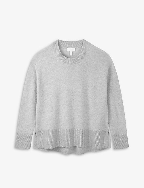 THE WHITE COMPANY: Dipped-hem regular-fit cashmere jumper