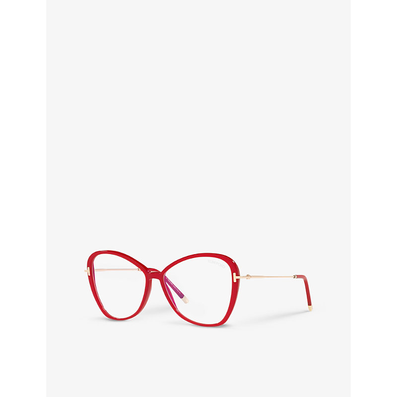 Shop Tom Ford Women's Pink Ft5769-b Irregular-frame Acetate And Metal Optical Glasses