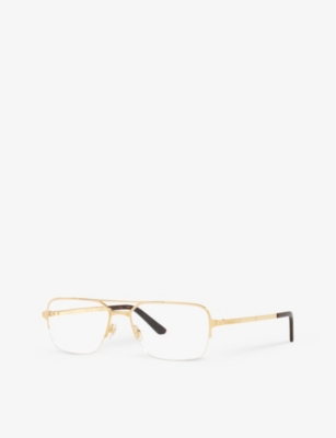 Shop Cartier Ct0308o Rectangle-frame Metal Sunglasses In Black