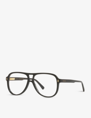 Shop Gucci Women's Black Gg1044o Aviator-framed Acetate Optical Glasses