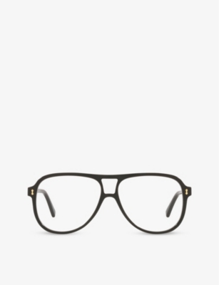 Gucci Womens Black Gg1044o Aviator-framed Acetate Optical Glasses In Black