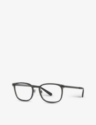 Shop Bvlgari Bv1117 Rectangle-frame Metal Optical Glasses In Grey