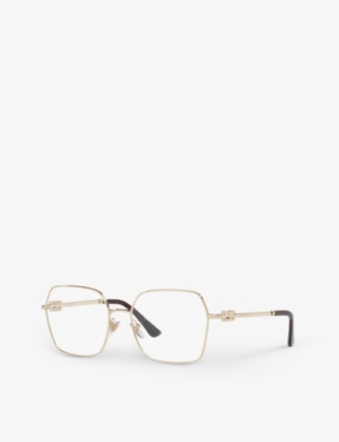Shop Bvlgari Bv2240 Steel Square-frame Optical Glasses In Gold